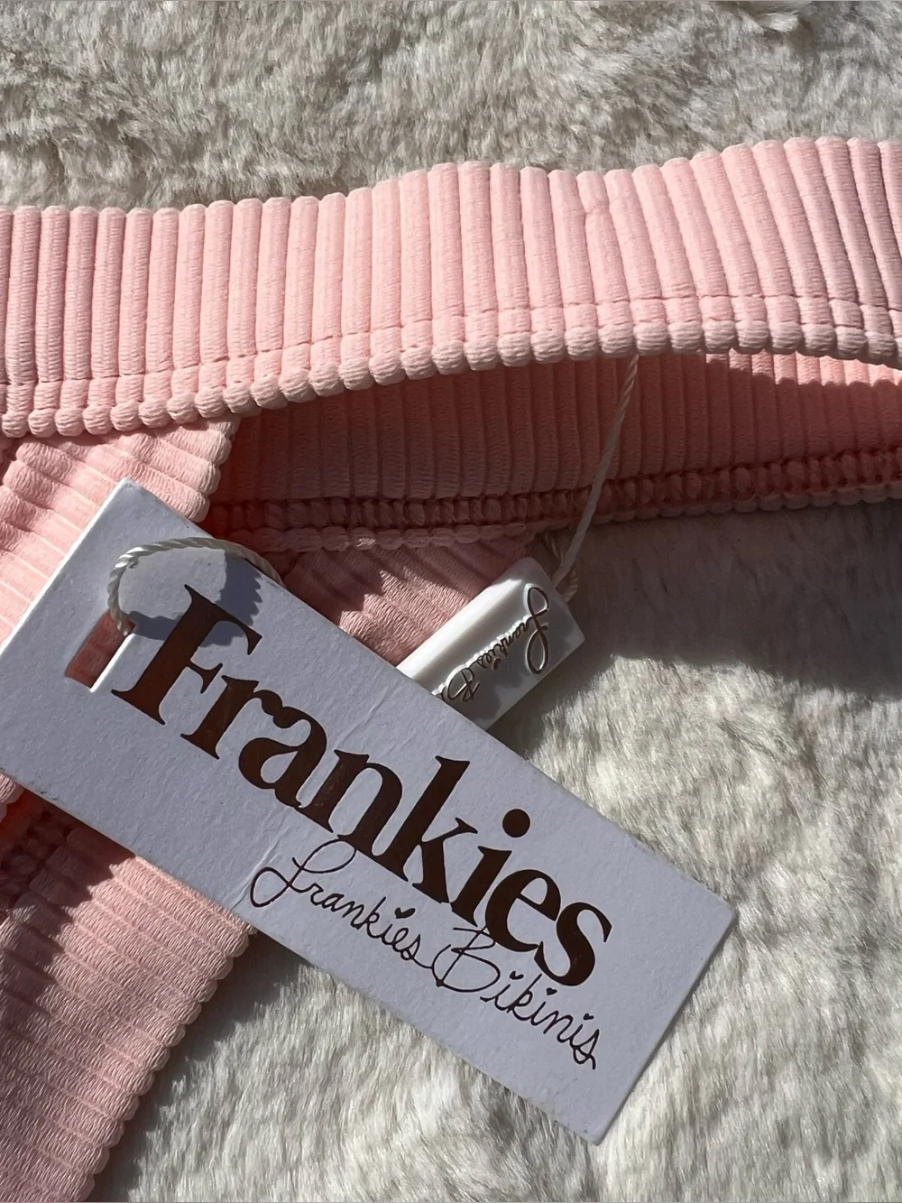 Frankie's Bikinis Cole Light Pink Ribbed Bikini Bottom